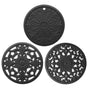 Elegant Floral Silicone Trivet Mat Set (3-Pack, Black) - Heat Resistant, Non-Slip Kitchen Hot Pads & Pot V888-ELOSUNG32338