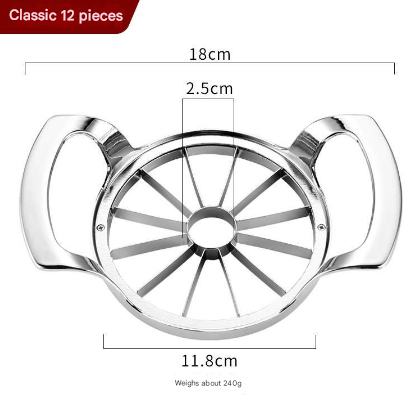 Silver Premium Apple Slicer Corer - Heavy Duty Stainless Steel Fruit Cutter, 12-Slice Divider Kitchen Gadget V888-ELOSUNG32344