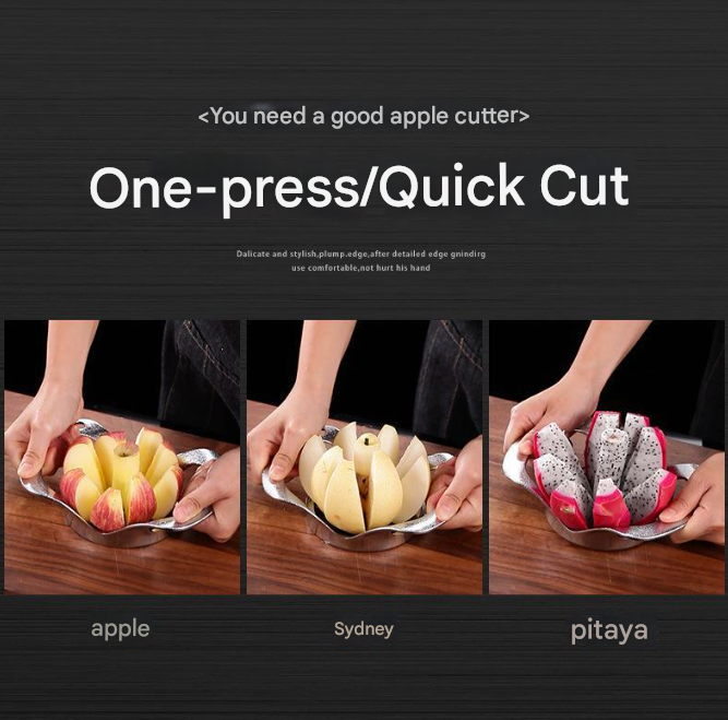 Silver Premium Apple Slicer Corer - Heavy Duty Stainless Steel Fruit Cutter, 8-Slice Divider Kitchen Gadget V888-ELOSUNG32345