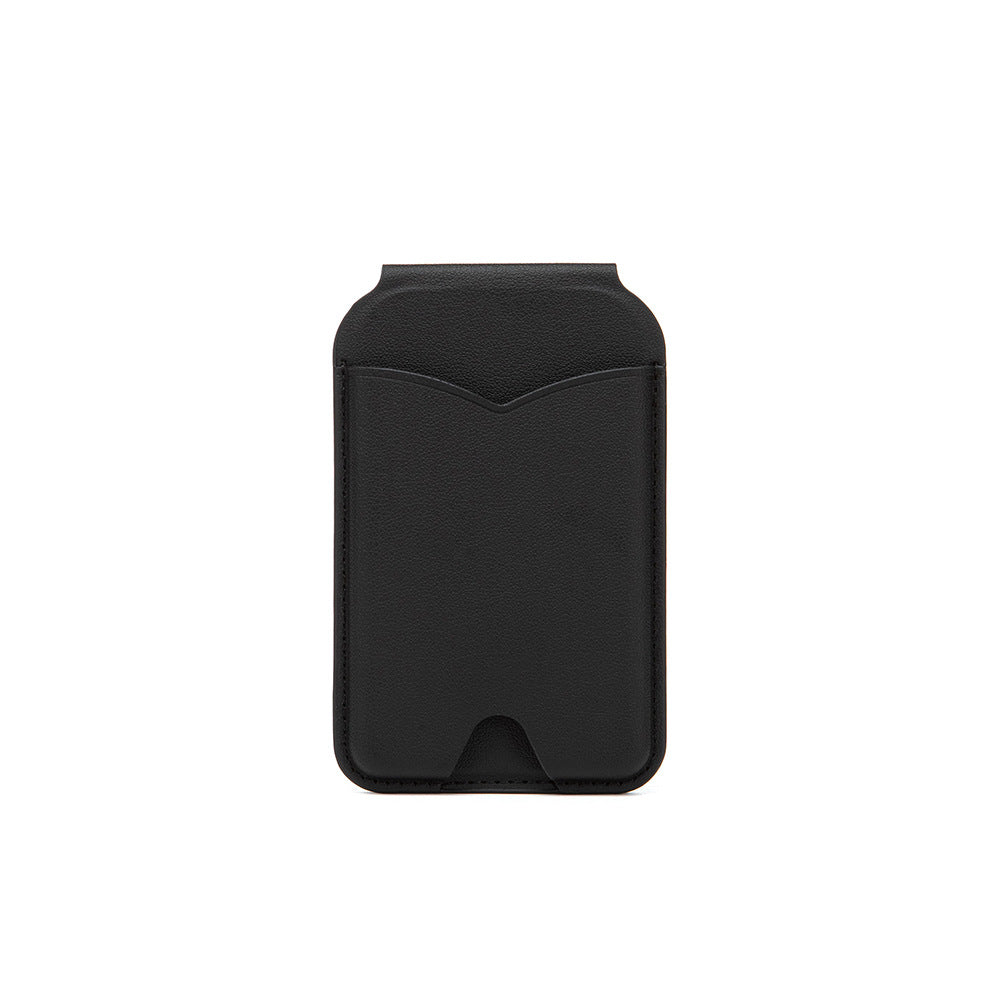 Black Chic MagSafe Wallet with Mirror & Stand - PU Leather Card Holder for iPhone 12-16 Series V888-ELOSUNG32346