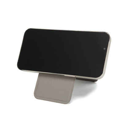 Grey Chic MagSafe Wallet with Mirror & Stand - PU Leather Card Holder for iPhone 12-16 Series V888-ELOSUNG32347
