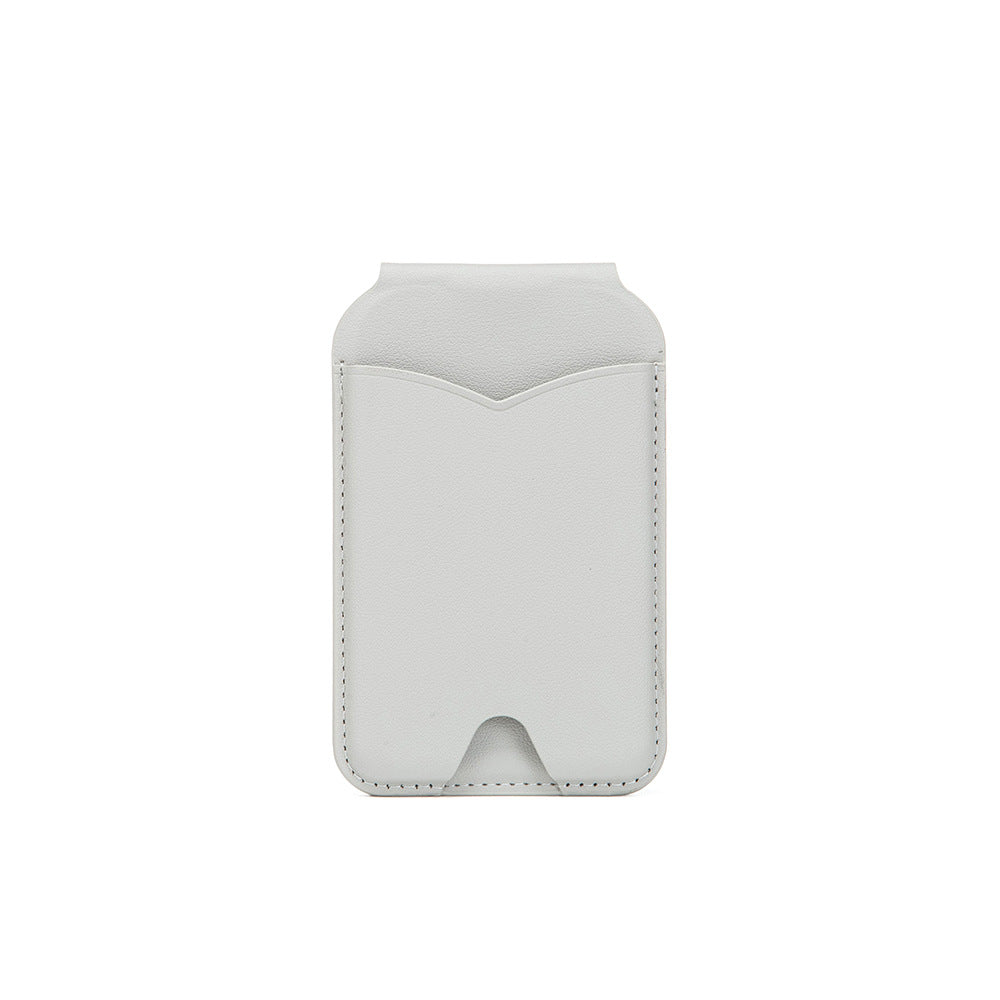 Light Grey Chic MagSafe Wallet with Mirror & Stand - PU Leather Card Holder for iPhone 12-16 Series V888-ELOSUNG32348