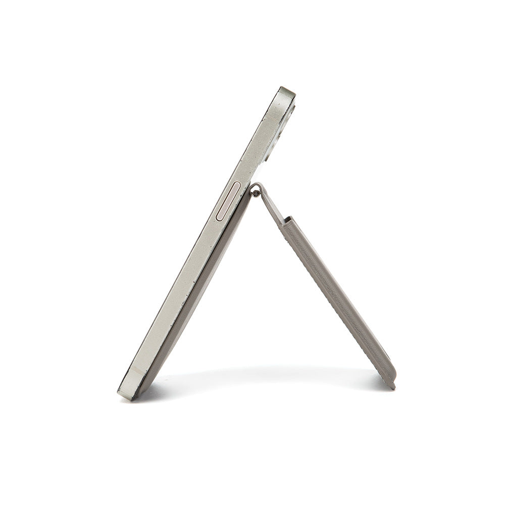 Light Grey Chic MagSafe Wallet with Mirror & Stand - PU Leather Card Holder for iPhone 12-16 Series V888-ELOSUNG32348