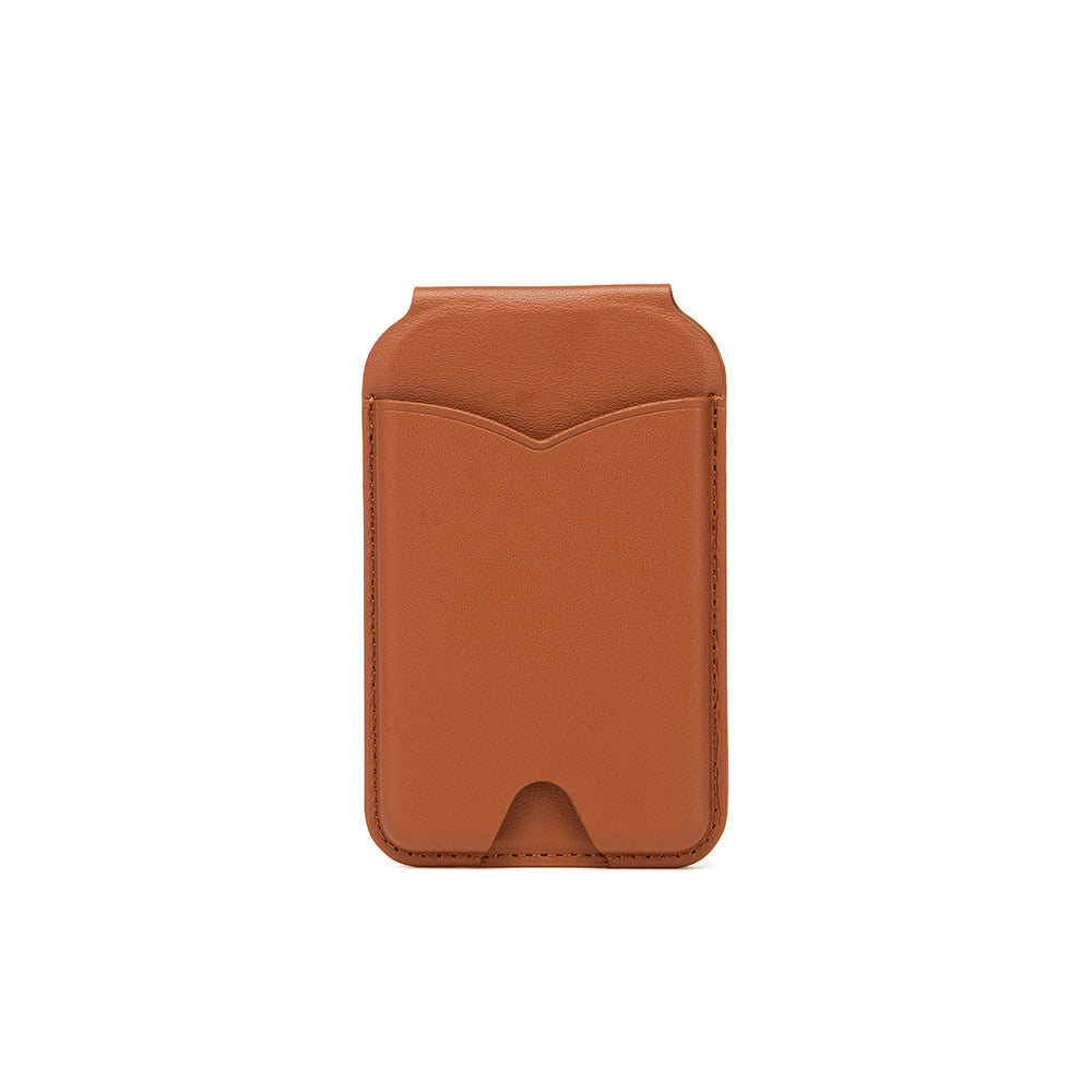 Brown Chic MagSafe Wallet with Mirror & Stand - PU Leather Card Holder for iPhone 12-16 Series V888-ELOSUNG32349