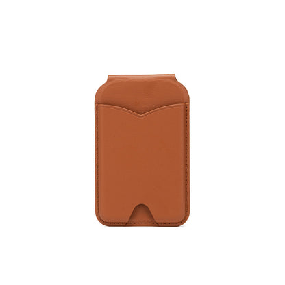 Brown Chic MagSafe Wallet with Mirror & Stand - PU Leather Card Holder for iPhone 12-16 Series V888-ELOSUNG32349