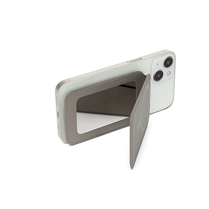 Brown Chic MagSafe Wallet with Mirror & Stand - PU Leather Card Holder for iPhone 12-16 Series V888-ELOSUNG32349