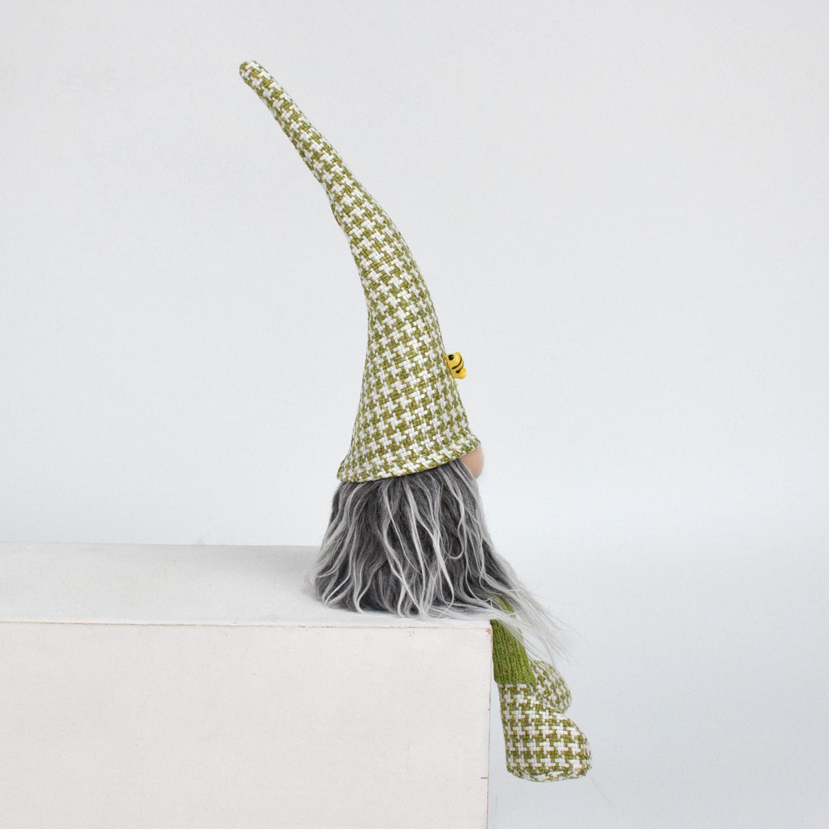2 Pcs Charming Green Houndstooth Gnome - Plush Faceless Gonk with Long Dangle Legs - Adorable Shelf Sitter V888-ELOSUNG32351
