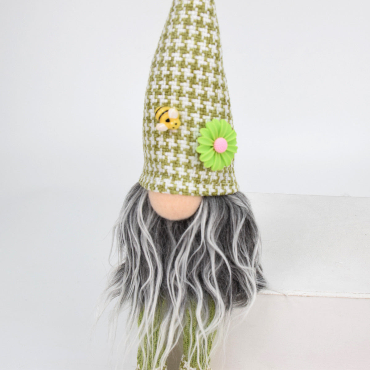 2 Pcs Charming Green Houndstooth Gnome - Plush Faceless Gonk with Long Dangle Legs - Adorable Shelf Sitter V888-ELOSUNG32351