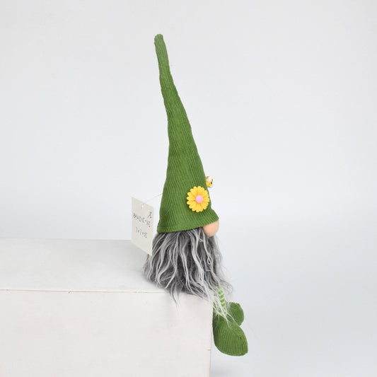 2 Pcs Charming Green Gnome - Plush Faceless Gonk with Long Dangle Legs - Adorable Shelf Sitter Home Decor V888-ELOSUNG32352