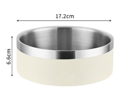 Beige and Silver Premium 304 Stainless Steel Pet Bowl (32oz) - Non-Slip, Anti-Tip Food & Water Dish for Dogs V888-ELOSUNG32354