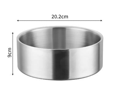 Silver Premium 304 Stainless Steel Pet Bowl (64oz) - Non-Slip, Anti-Tip Food & Water Dish for Dogs & Cats - V888-ELOSUNG32356