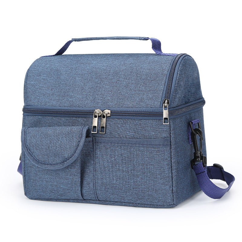 2 Pcs Blue Premium Double Layer Insulated Lunch Bag - 8.4L Thermal Cooler Tote with Shoulder Strap V888-ELOSUNG32363