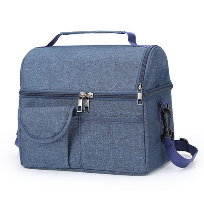 2 Pcs Blue Premium Double Layer Insulated Lunch Bag - 8.4L Thermal Cooler Tote with Shoulder Strap V888-ELOSUNG32363