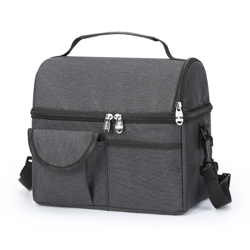 2 Pcs Black Premium Double Layer Insulated Lunch Bag - 8.4L Thermal Cooler Tote with Shoulder Strap V888-ELOSUNG32364