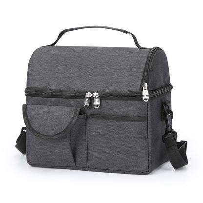 2 Pcs Black Premium Double Layer Insulated Lunch Bag - 8.4L Thermal Cooler Tote with Shoulder Strap V888-ELOSUNG32364