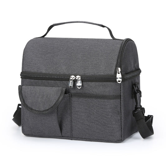 2 Pcs Black Premium Double Layer Insulated Lunch Bag - 8.4L Thermal Cooler Tote with Shoulder Strap V888-ELOSUNG32364