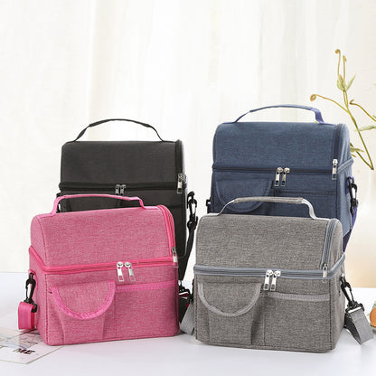 2 Pcs Black Premium Double Layer Insulated Lunch Bag - 8.4L Thermal Cooler Tote with Shoulder Strap V888-ELOSUNG32364