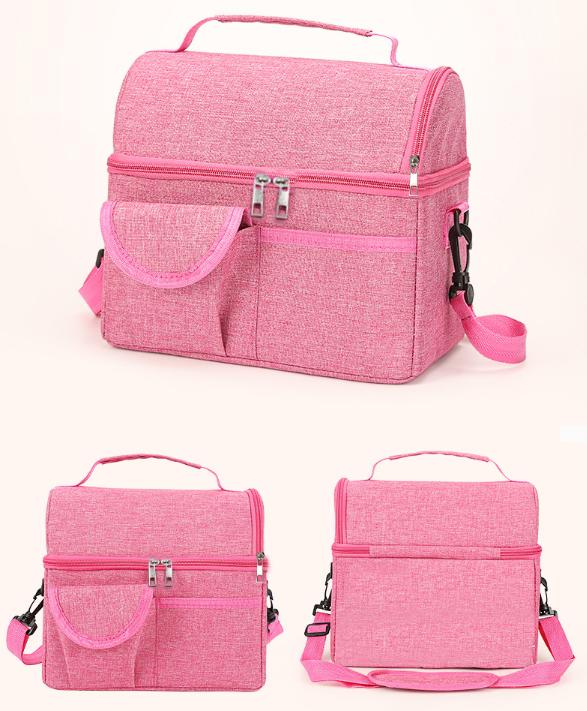 2 Pcs Black Premium Double Layer Insulated Lunch Bag - 8.4L Thermal Cooler Tote with Shoulder Strap V888-ELOSUNG32364