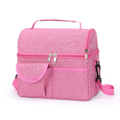2 Pcs Pink Premium Double Layer Insulated Lunch Bag - 8.4L Thermal Cooler Tote with Shoulder Strap V888-ELOSUNG32365