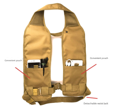 Khaki Ultimate 12-Can Beverage Carrier Vest - Hands-Free Outdoor Party Backpack V888-ELOSUNG32367