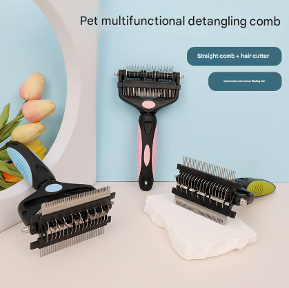 Blue and Black Professional 3-in-1 Pet Grooming Tool - Dematting Rake, Deshedding Comb & Finishing Brush for V888-ELOSUNG32372