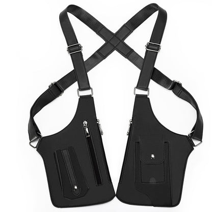 Black Urban Tactical Anti-Theft Shoulder Holster Bag - Secure Multi-Pocket Chest Rig for Men V888-ELOSUNG32377