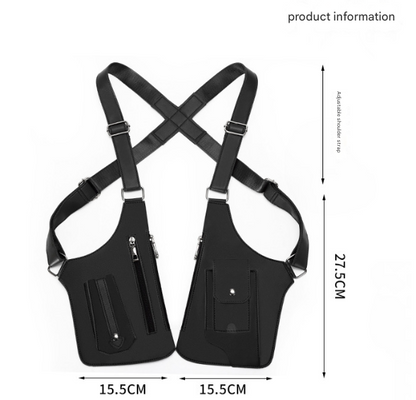 Black Urban Tactical Anti-Theft Shoulder Holster Bag - Secure Multi-Pocket Chest Rig for Men V888-ELOSUNG32377