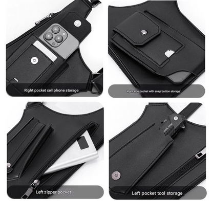 Black Urban Tactical Anti-Theft Shoulder Holster Bag - Secure Multi-Pocket Chest Rig for Men V888-ELOSUNG32377