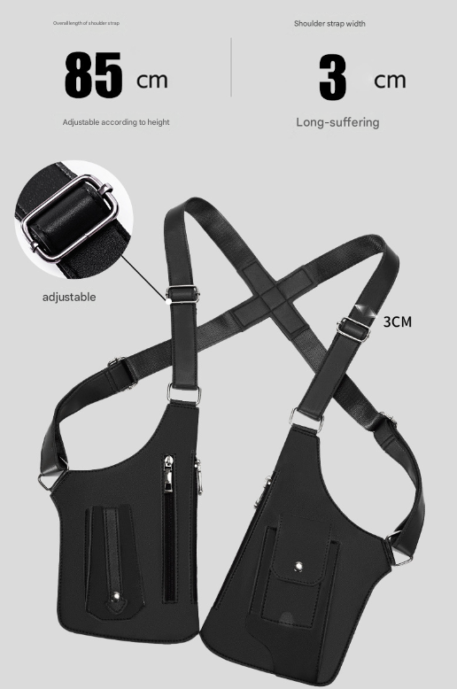 Brown Urban Tactical Anti-Theft Shoulder Holster Bag - Secure Multi-Pocket Chest Rig for Men V888-ELOSUNG32378