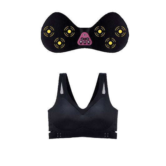 Size L Black Wireless Electric Breast Massager Bra - 5 Modes Vibration & 3 Heat Levels for Lifting Comfort & V888-ELOSUNG32379