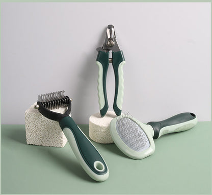 Grey and Green Complete 8-Piece Pet Grooming Kit - Essential Dog & Cat Care Tools with Brushes, Nail V888-ELOSUNG32389