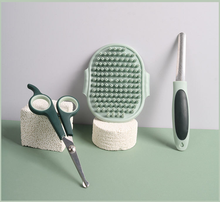 Grey and Green Complete 8-Piece Pet Grooming Kit - Essential Dog & Cat Care Tools with Brushes, Nail V888-ELOSUNG32389
