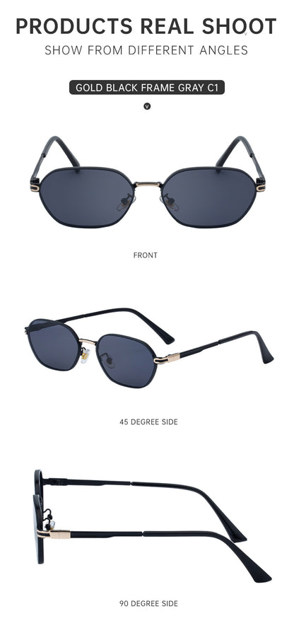 Blue Lenses Chic Oval Sunglasses for Women - UV400 Protection Lightweight Metal Frame, Comfortable Design V888-ELOSUNG32393