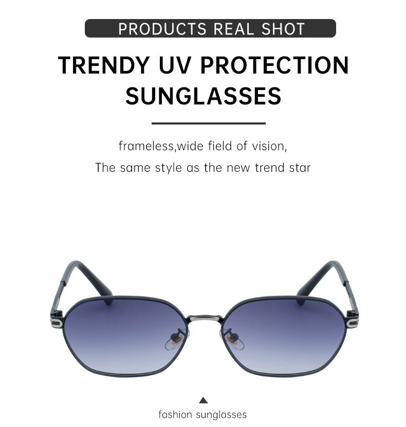 Blue Lenses Chic Oval Sunglasses for Women - UV400 Protection Lightweight Metal Frame, Comfortable Design V888-ELOSUNG32393