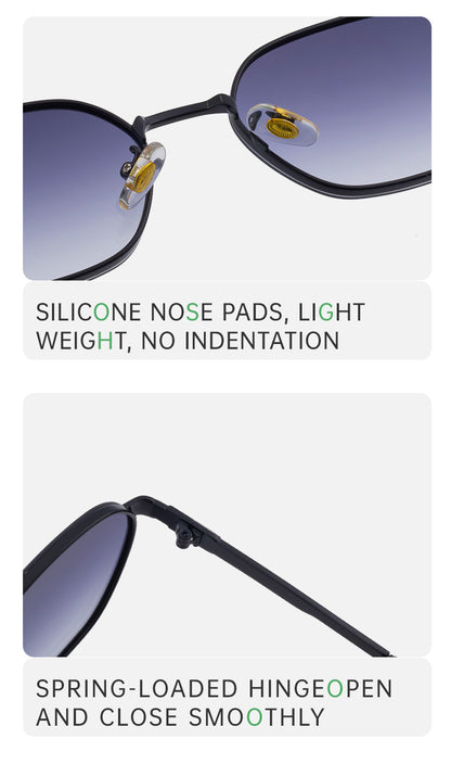 Dark Green Gradient Lenses Chic Oval Sunglasses for Women - UV400 Protection Lightweight Metal Frame, V888-ELOSUNG32394