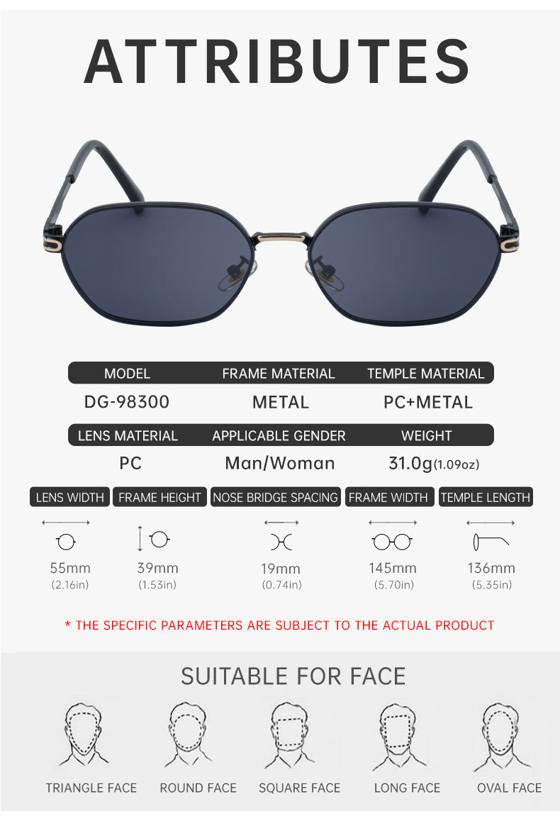 Dark Green Gradient Lenses Chic Oval Sunglasses for Women - UV400 Protection Lightweight Metal Frame, V888-ELOSUNG32394