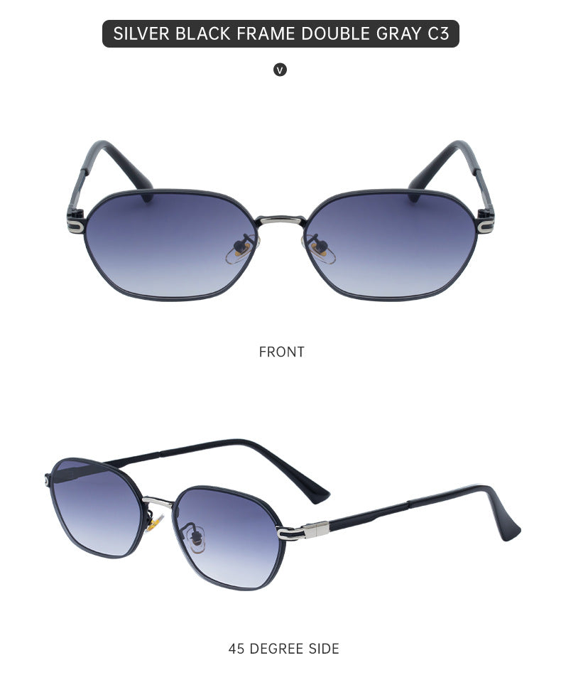 Blue Gradient Lenses Chic Oval Sunglasses for Women - UV400 Protection Lightweight Metal Frame, Comfortable V888-ELOSUNG32395