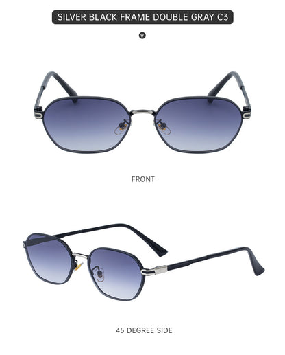 Blue Gradient Lenses Chic Oval Sunglasses for Women - UV400 Protection Lightweight Metal Frame, Comfortable V888-ELOSUNG32395