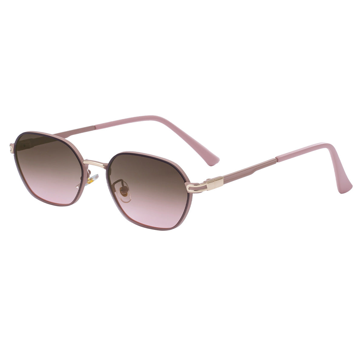 Pink Brown Gradient Lenses Chic Oval Sunglasses for Women - UV400 Protection Lightweight Metal Frame, V888-ELOSUNG32396