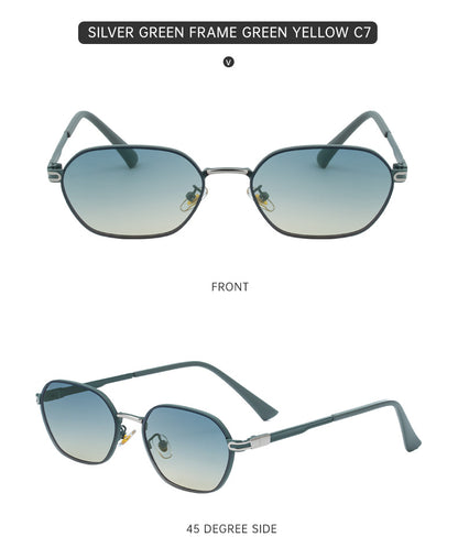 Green Gradient Lenses Chic Oval Sunglasses for Women - UV400 Protection Lightweight Metal Frame, Comfortable V888-ELOSUNG32398