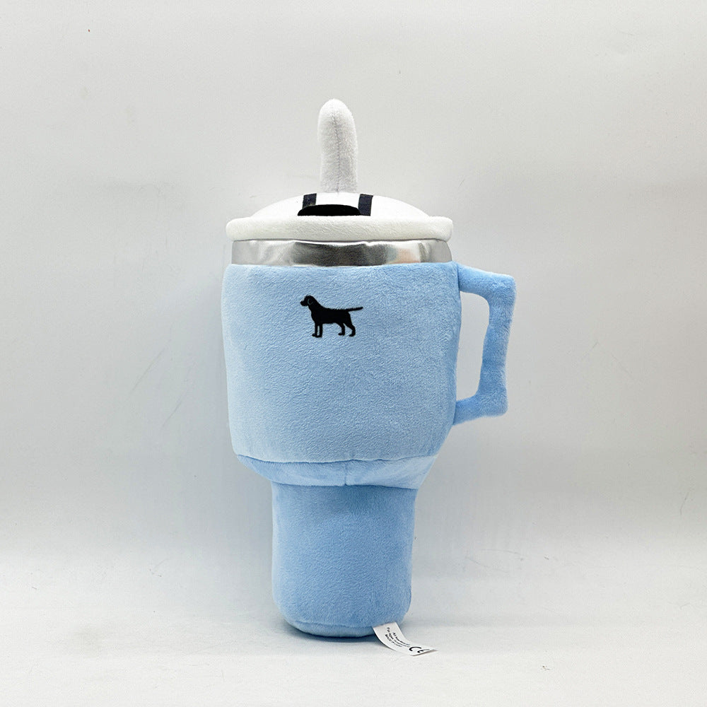 Pink Plush Travel Mug Squeaky Dog Toy - Soft Polyester Chew Toy for Boredom Relief & Interactive Fun - 31cm V888-ELOSUNG32400