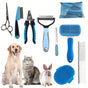 Blue Professional 9-Piece Pet Grooming Kit - DeShedding Brushes, Nail Clippers, Combs & Scissors Set for V888-ELOSUNG32402