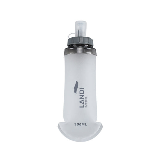 Grey and White Ultra-Lightweight 350ml Soft Running Flask - BPA-Free Collapsible TPU Water Bottle for Hiking, V888-ELOSUNG32419