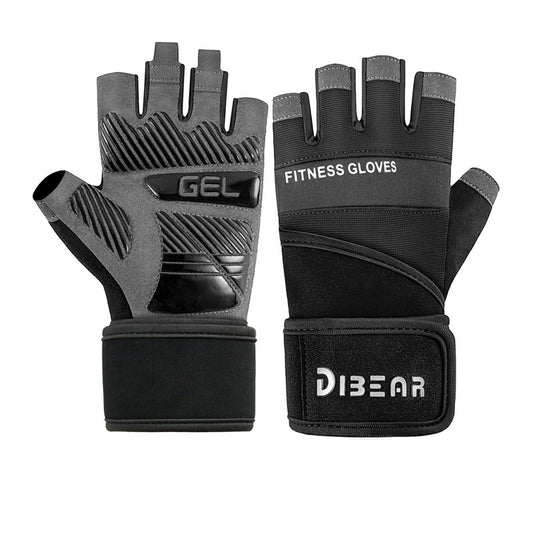 Size M Black Heavy Duty Workout Gloves with Wrist Support - Anti-Slip Gel Padded Gym Gloves for V888-ELOSUNG32423