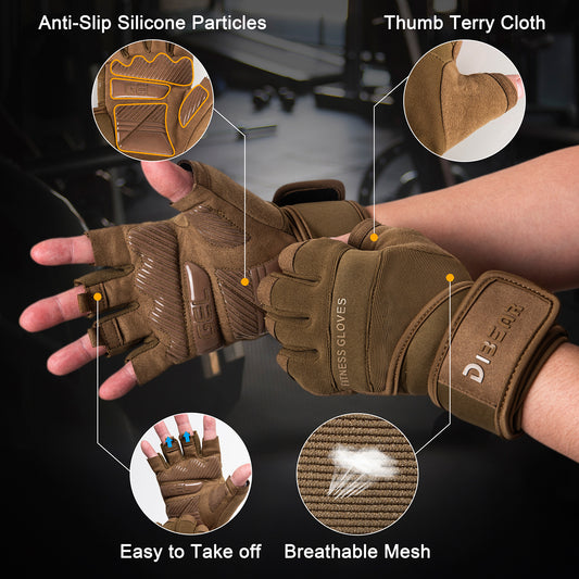 Size XL Black Heavy Duty Workout Gloves with Wrist Support - Anti-Slip Gel Padded Gym Gloves for V888-ELOSUNG32425