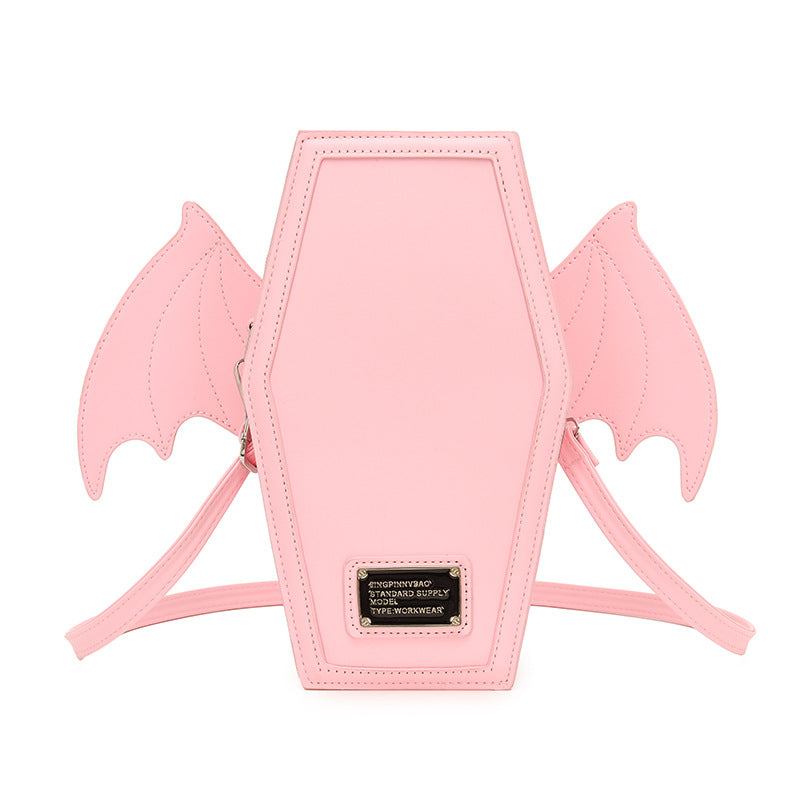 Pink Gothic Coffin Bat Wing Convertible Crossbody Bag - Punk PU Leather Shoulder Purse & Mini Backpack V888-ELOSUNG32439
