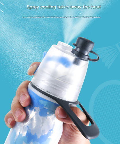 Cyan 500ML Insulated Sports Water Bottle with Cooling Mist - Triple-Layer Design Keeps Drinks Cold for Hours V888-ELOSUNG32451