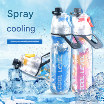 Blue 500ML Insulated Sports Water Bottle with Cooling Mist - Triple-Layer Design Keeps Drinks Cold for Hours V888-ELOSUNG32454