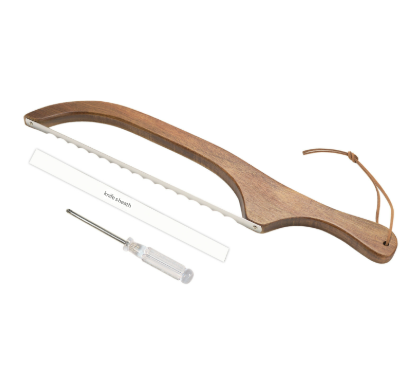 2 Pcs Brown Artisan Wooden Bread Bow Knife - Serrated Stainless Steel Slicer for Effortless Crumb-Free Cutting V888-ELOSUNG32457