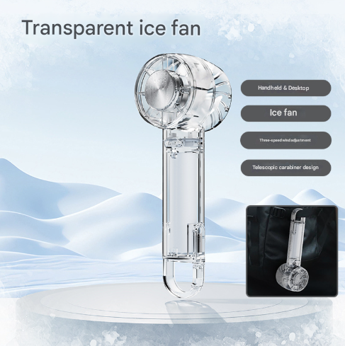 Transparent White Portable Mini Cooling Fan with Semiconductor Ice Compress - USB-C Rechargeable, 3-Speed V888-ELOSUNG32459